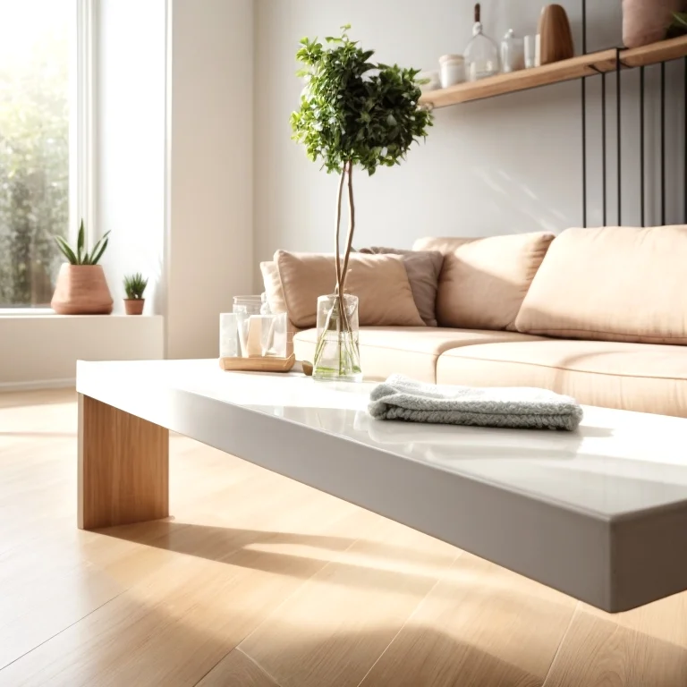 Maidoriaスタッフがリビングをクリーニングしている様子